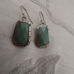 Elegant Green Stone Drop Earrings